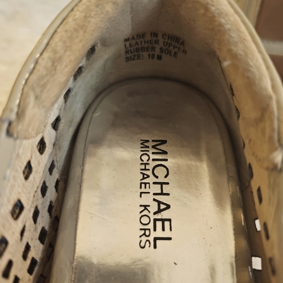 Michael Kors Leather Slip On Shoes Flats White Gold Size 10. - Picture 6 of 6